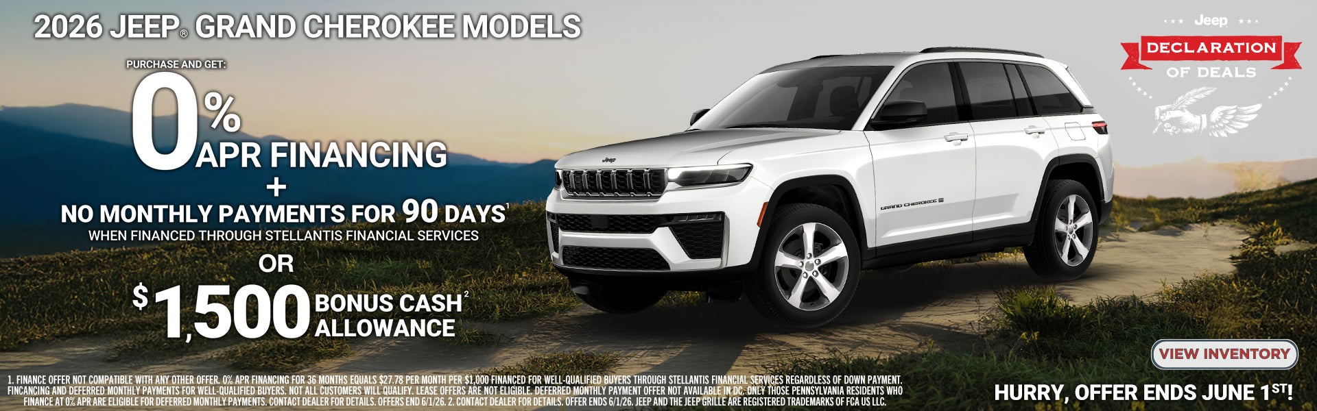 2026 Jeep Grand Cherokee 0% APR OR BONUS CASH