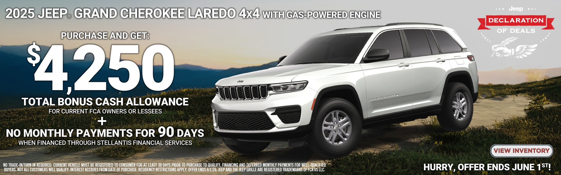2025 GRAND CHEROKEE LAREDO BONUS CASH OFFER