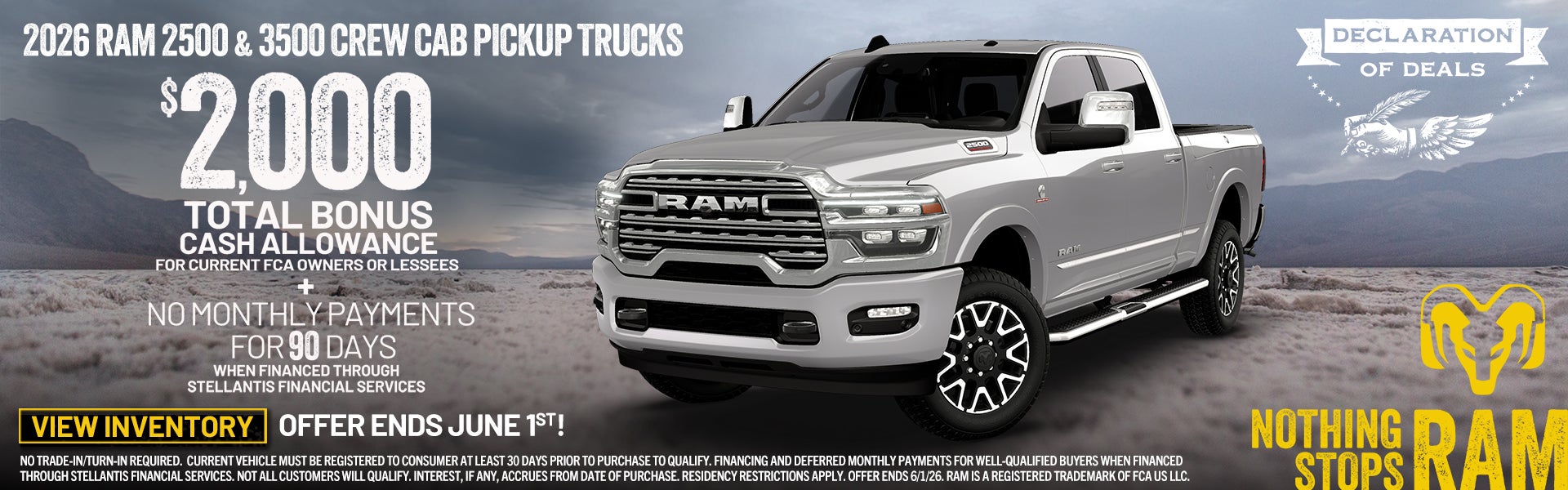 2026 RAM 2500 & 3500 CREW CAB BONUS CASH OFFER